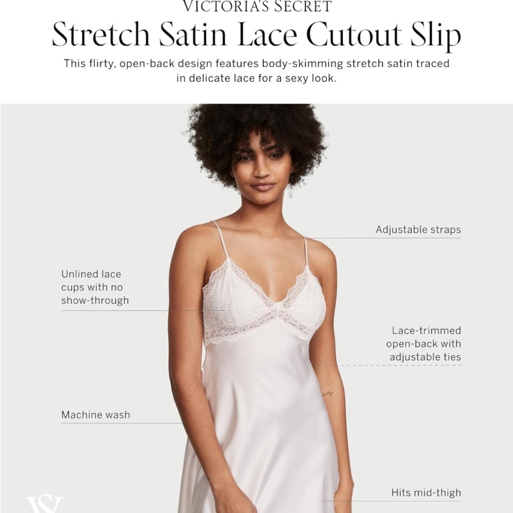 Victoria's Secret Stretch Satin Lace Cutout Slip, Women's Sleepwear
